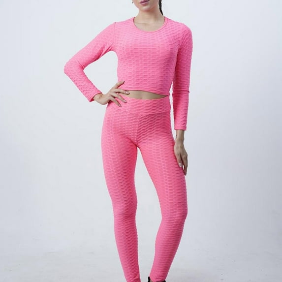 Kiplyki Flash Womens 2 Pieces Joggers Outfits Solid Peach Tight Hip Curling Yoga Suit Sports Fitness Yoga Suit