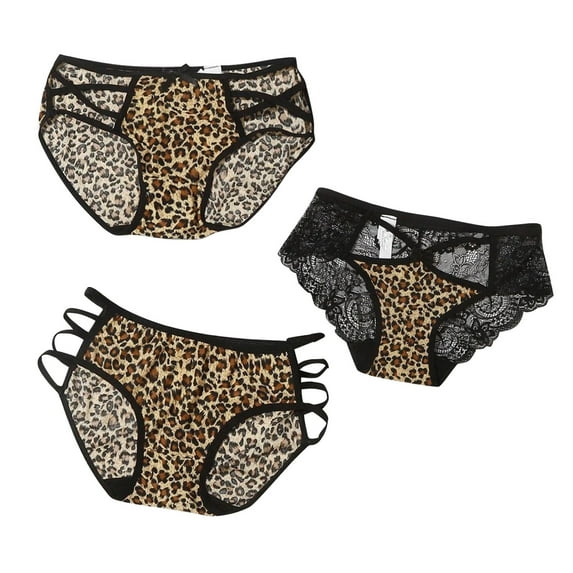 Kiplyki Flash Womens Underwear Leopard Print Translucent Sheer Lace Tank Lace Underpant