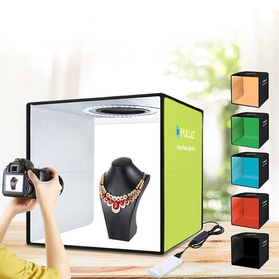 Kiplyki Folding Photo Studio Ring Lamp Portable Photo Shooting Tents 30cm Light Box With 6 Backdrops Small Items Product Photography