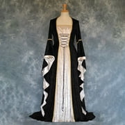 Kiplyki Gothic Dress for Women Flared Sleeves Golden Velvet O-Neck Vintage Gown Party Middle Ages