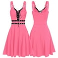 thumbnail image 1 of Gothic Dress for Women Plus Size Cool Solid Bandage Irregular Hem Sleeveless Camisole Mini Dresses, 1 of 6