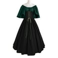 thumbnail image 1 of Kiplyki Gothic Dress for Women Round Neck Flare Sleeve Off Shoulder Medieval Vintage es With Corset Patchwork Gowns, 1 of 5