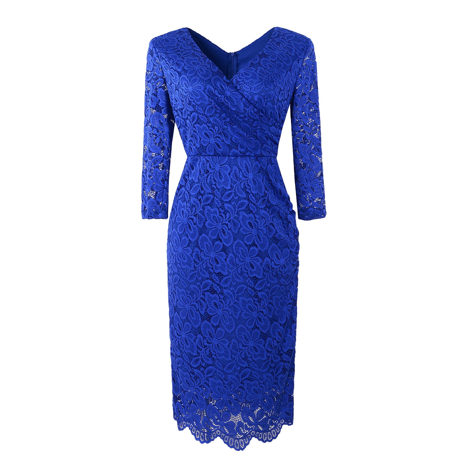 Kiplyki Graduation Dresses Women s Vintage3 4 Sleeve V Neck Bodycon Pencil Midi Work Church Dress with Belt Walmart