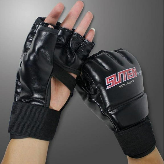 Kiplyki Half Mitts Gloves Flexibility PU for MMA Training, Black