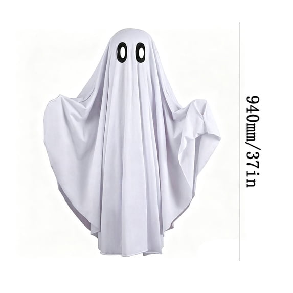 Kiplyki Halloween Ghost Cloak, White Sheet Ghost Costume Spooky Cape with Pumpkin Bag, Role Play Masquerade Party Decorations, Horror Themed Cosplay Outfit