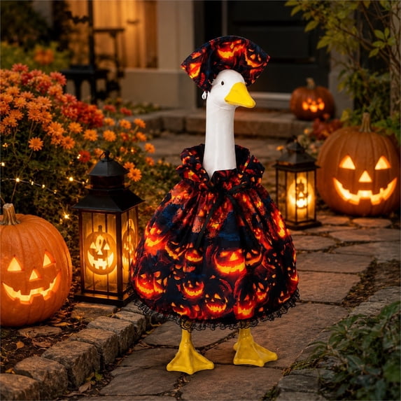 Kiplyki Halloween Porch Goose Dress Up Outfit Decorative Suitable for 23-inch Lawn Goose Reusable Garden Statue Dress Up Costume for Porch Lawn Garden Holiday Home Party Decor