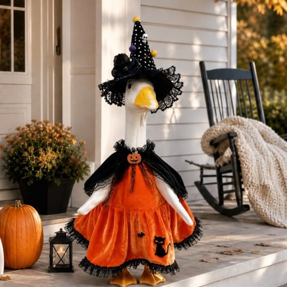 Kiplyki Halloween Porch Goose Dress Up Outfit Decorative Suitable for 23-inch Lawn Goose Reusable Garden Statue Dress Up Costume for Porch Lawn Garden Holiday Home Party Decor