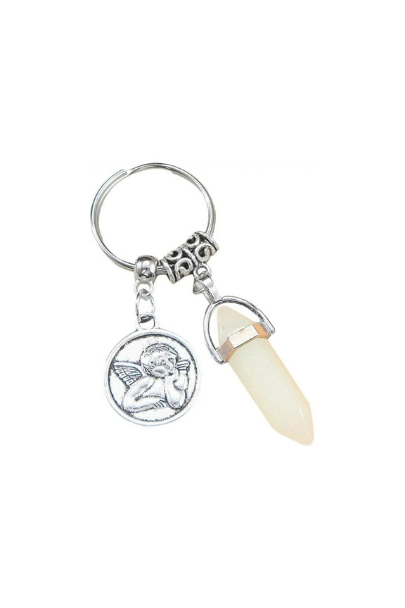 Kiplyki Hexagonal Chakra Pendant Bullet Crystal Pendant Gemstone Pointed Quartz Stone Keychain Pendants