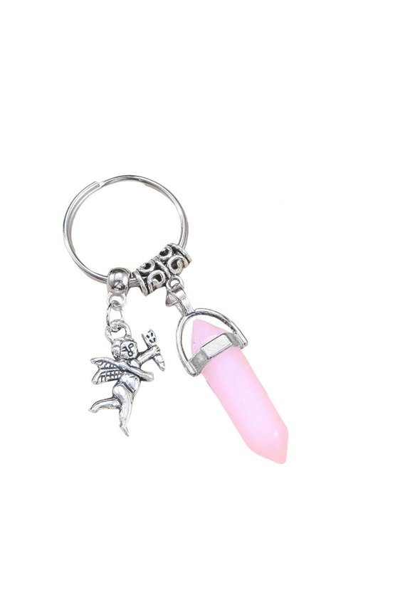 Hexagonal Chakra Pendant Bullet Crystal Pendant Gemstone Pointed Quartz Stone Keychain Pendants