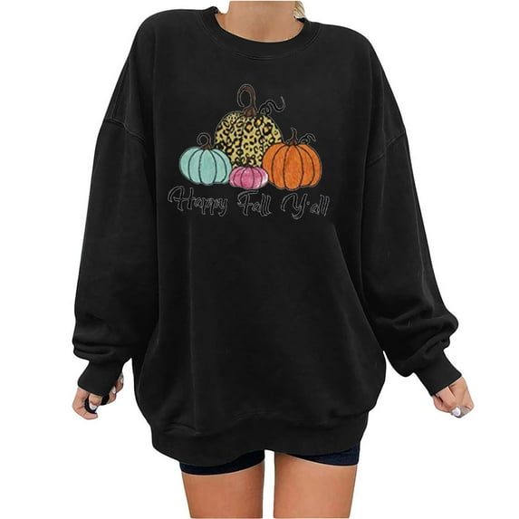 Kiplyki Hoodies for Women Long Sleeves Round Neck Print Loose Tops Blouse Sweatshirts