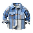 thumbnail image 1 of Kiplyki Kid's Fall Sweatshirt Plush and Thicken Toddler Flannel Shirt Jacket Plaid Long Sleeve Lapel Shacket Boys Girls Tops, 1 of 7