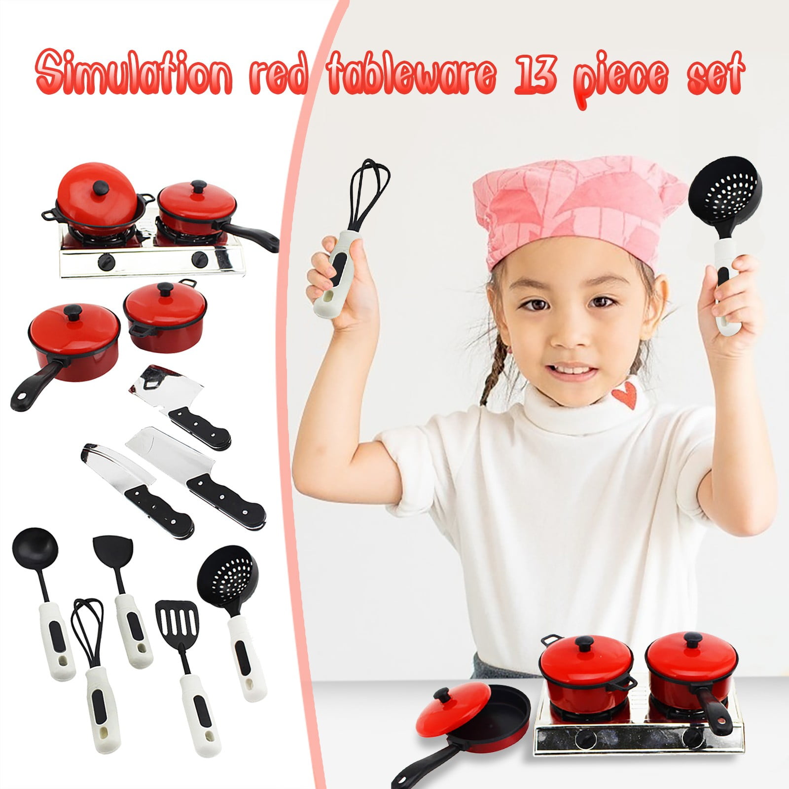 Kiplyki Kids Kitchen Toy 13Pcs/set Cookware with Play Food Toy Set Kitchen Pretend Play