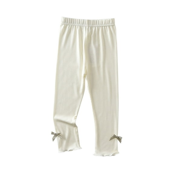 Kiplyki Kids Pants Summer Casual Girls' Capris Bow Decorative Elastic Thin Children's Pants