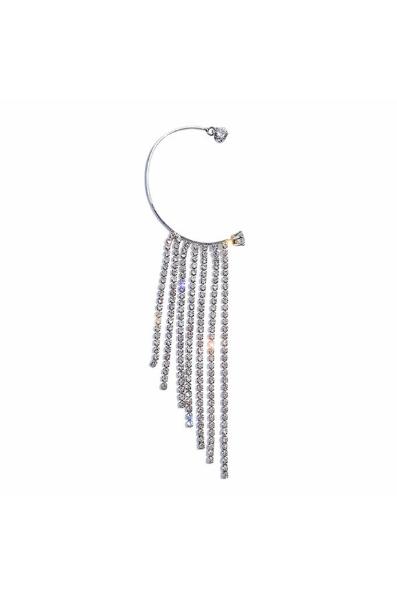 Ladies Fashion Party Shiny Diamond Long Tassel Earrings Arrings Without Pierced Ears 1Pc
