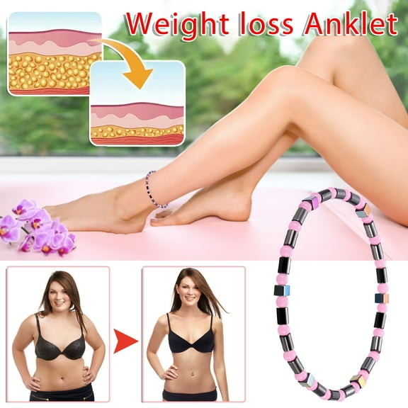 Kiplyki Ladies Personality Fashion Oval Magnetic Black Gallstone Beaded Beach Anklet