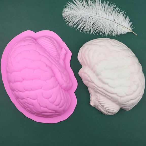 Kiplyki Large Brain Silicone Mold For Cake Chocolate Pan Bake Halloween Creepy Scary