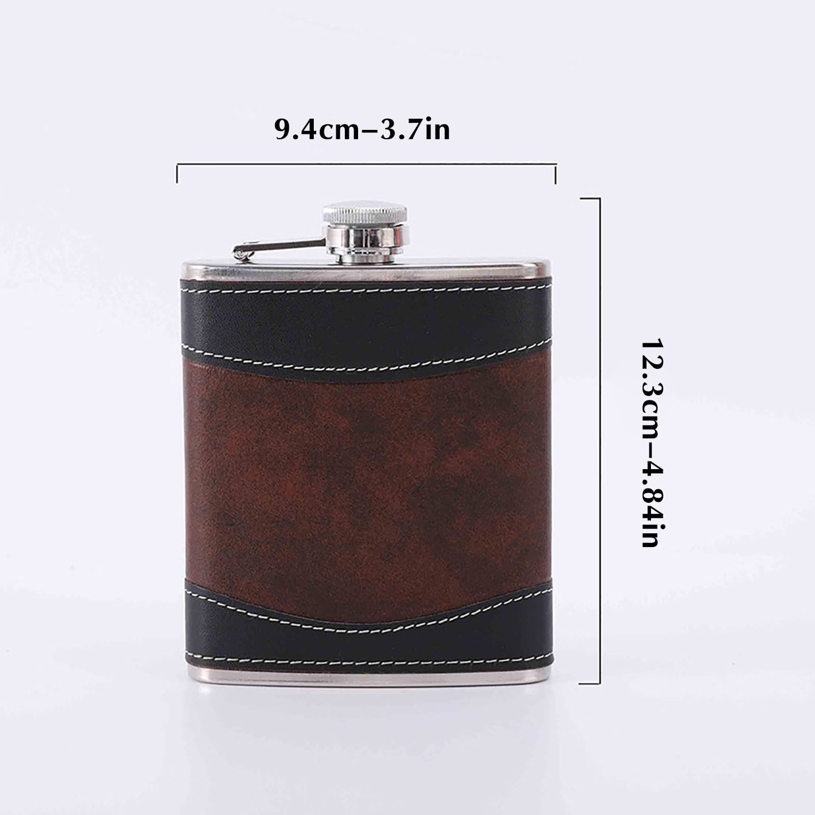 Kiplyki Leather Hip Flasks With Funnel Mini Brown Hip Flask Stainless ...