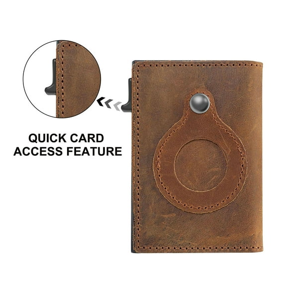 Kiplyki Leather Wallet With Protective Case For Airtags Multifunctional Buckle Card Bag Compatible With AirTag Sleeve For Men