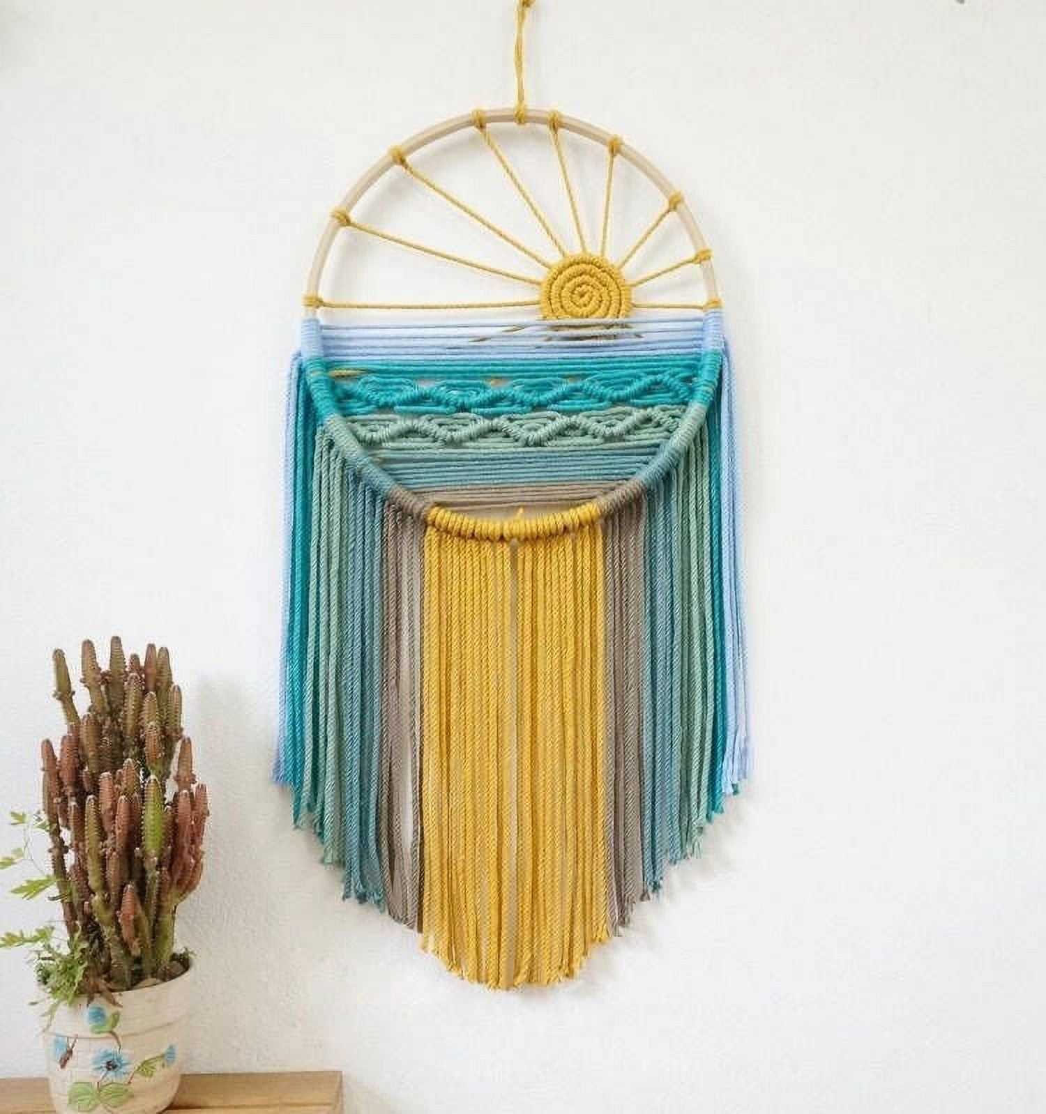 Kiplyki Macrame Sun Wall Decor Hanging Tapestry Sunrise Sunset Wall Art