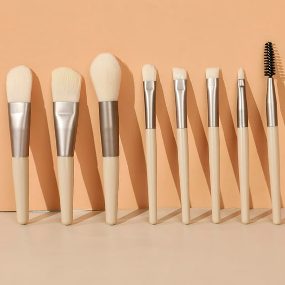 Kiplyki Makeup Brush Set Full Set Of 8 Mini Brushes With Wooden Handle Soft Bristles