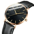 thumbnail image 1 of Men Trendy Ultra Thin Minimalist Watch Slim Leather Strap Stainless Steel Quartz, 1 of 3