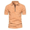 thumbnail image 1 of Kiplyki Men's New Arrivals Tops Casual Solid Zip Turndown Pullover Short Sleeve Blouse, 1 of 3