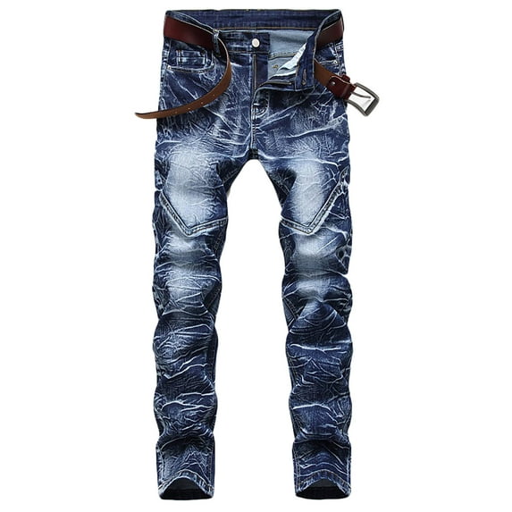 Kiplyki Mens Sports Pant Flash Jeans New Fashion Have Pockets Button Zipper Personality Denim Trend Jeans