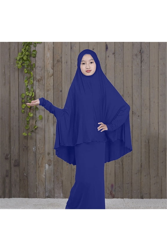 Kiplyki New Arrivals Muslim Arab Middle Teen Girl Solid Color Dress Two-Piece Suit