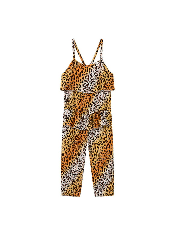 Kiplyki New Arrivals Pants for Toddler Girls Summer Fashion Casual Jumpsuit Printing Sleeveless Strap Romper