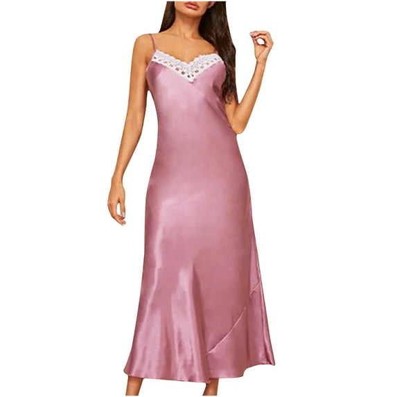 Kiplyki New Arrivals Sleepwear for Women Ladies Fashion Breathable Patchwork V-neck Home Dress Long Nightdress