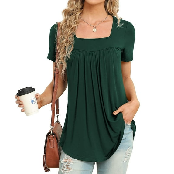 Kiplyki New Arrivals Tops for Women Fashion Sold Color V-Neck Underwaist Comfortable Loose T-shirt Short Sleeve Blouse Casual Tops