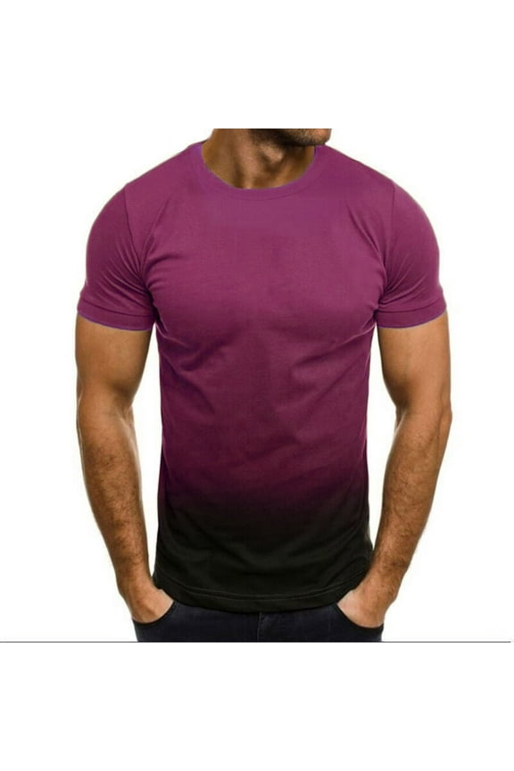 New Arrivals Tops for Women Slim T-Shirt Contrast Color Tee Gradient Short-Sleeve Summer Crewneck Casual Shirts Workout Tshirts