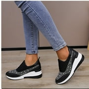 Kiplyki New Arrivals Wedge Shoes Womens Casual High-heeled Slip-on Shoes Casual Slip-on