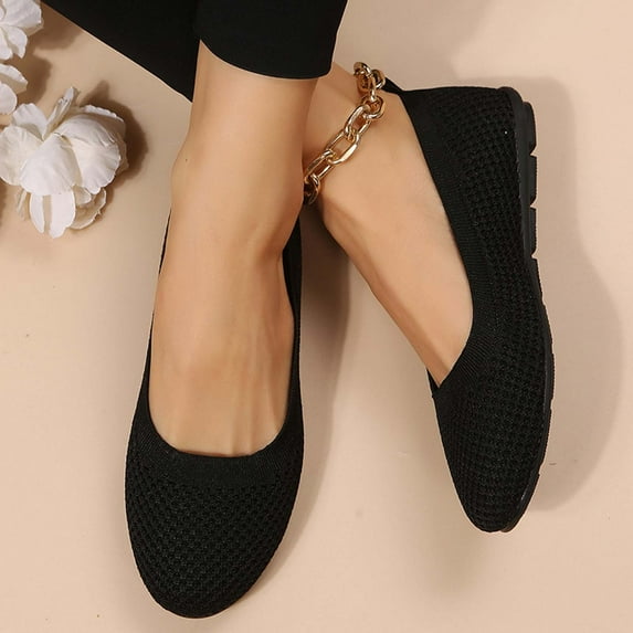Kiplyki New Arrivals Womens Solid Color Round-Toe Flats Shoes Lightweight Soft Sneakers Casual Shoe