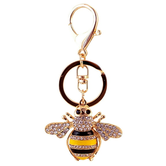 Kiplyki New Diamond Inlay Lovely Bee Animal Lovely Key Chain Bag Car Key Ring Pendant