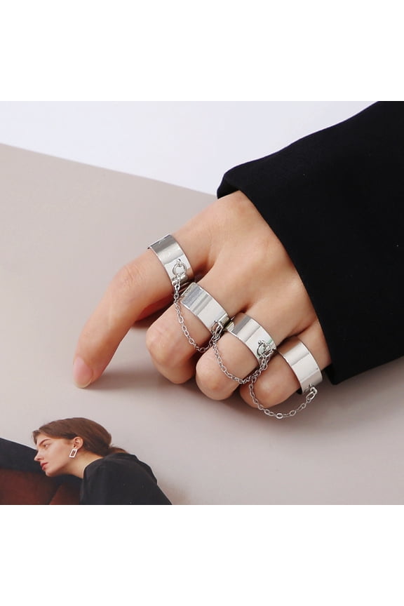 Personalized Chain Combination Ring Punk Fan Open Male And Female One-Piece Ring
