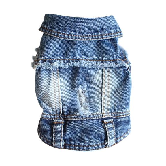 Kiplyki Pet Clothes Teddy Bomei Dog Spring And Summer Clothes Spring And Summer New Denim Vest Broken Hole Denim Vest