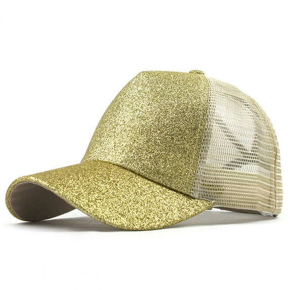 Kiplyki Ponytail Messy Buns Trucker Plain BaseVisor Cap Unisex Glitter Hat
