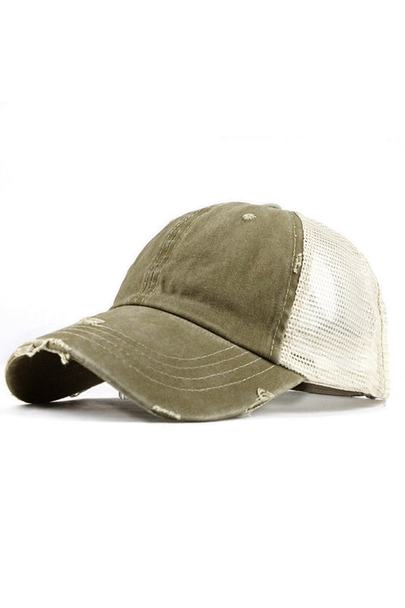 Ponytail Messy Buns Trucker Plain BaseVisor Cap Unisex Hat