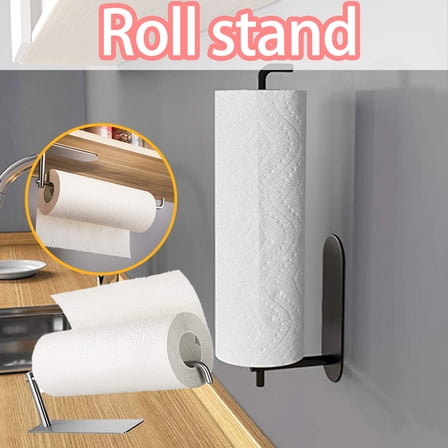 Kiplyki Punch-free Home Kitchen Cabinet Roll Paper Holder Towel Rack Fresh-keeping Bag
