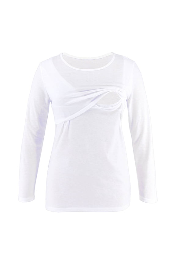 Save Big Women's Maternity Tops Ladies Solid Color Print Short Sleeve Breastfeeding Clothe Top