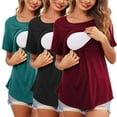 thumbnail image 1 of Kiplyki Save Big Women's Maternity Tops Nursing Solid Color Round Neck Short Sleeve Round Neck Breastfeeding Blouse, 1 of 9
