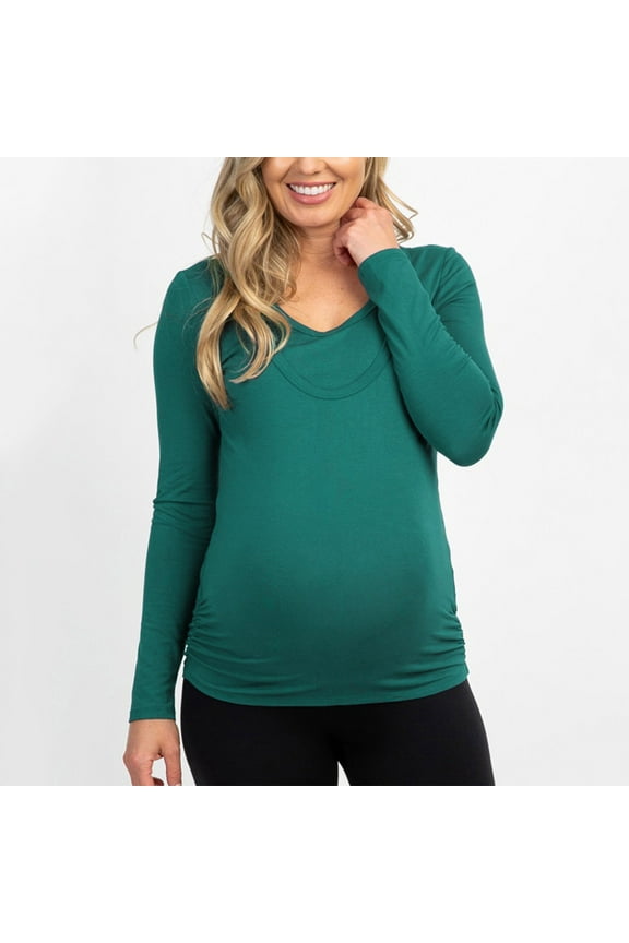 Save Big Women's Maternity Tops Solid Long Sleeve Breast-Feeding Nursing Blouse