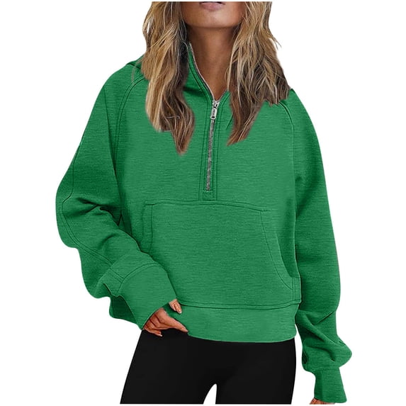 Kiplyki Save Big Women's Winter Coat Half Zip Cropped Hoodies Fleece Quarter Zip Up Pullover Sweatshirts Clothes 2023 Outfits Sweater Coat