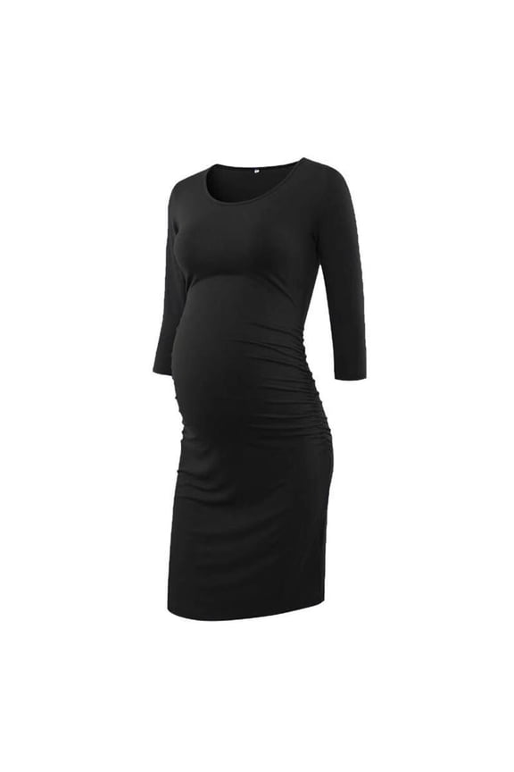 Save Big Womens Maternity Dress Solid Long Sleeve Breast-Feeding Nursing Dress