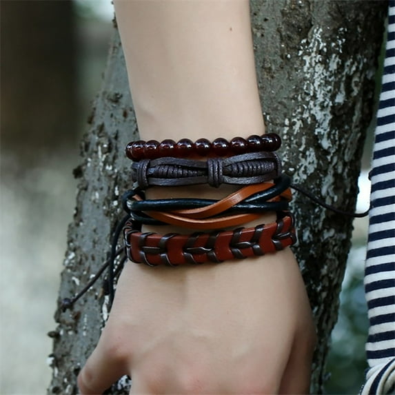 Kiplyki Set Bracelet Braided Leather Bracelet Hemp Rope Leather Bracelet
