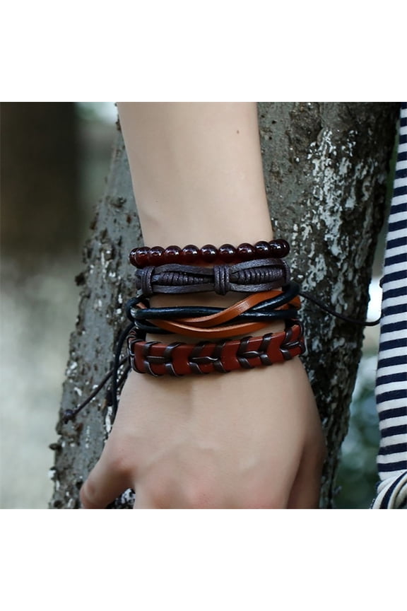 Kiplyki Set Bracelet Braided Leather Bracelet Hemp Rope Leather Bracelet