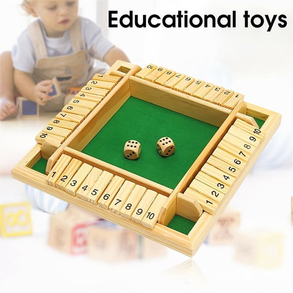 Kiplyki Shut The Box Wooden Mathematic Traditional Game Travel 4 Players