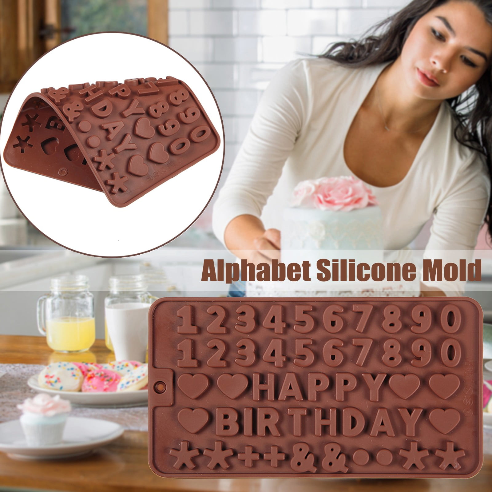 Chocolate Molds Silicone, Letter Molds for Chocolate, Edible Letter Number  for Cake Decorating, Letter Alphabet Heart Molds