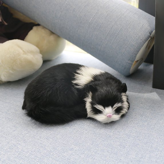 Kiplyki Simulation Cat Toy, Sleeping Kid Simulation Cat Plush Sound Toy Stuffed Doll Home Decoration Sportinggoods Deformation Model